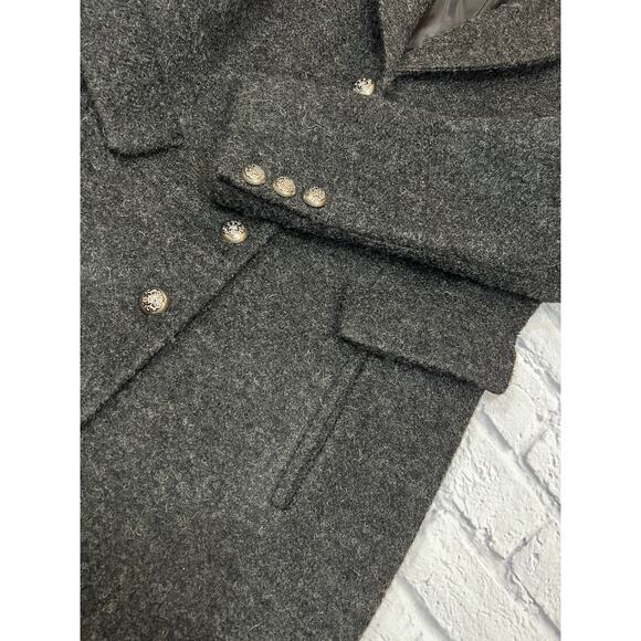 Coldwater Creek dark Gray Wool Blend Coat Removable faux fur collar M 10-12 CL - Picture 7 of 9